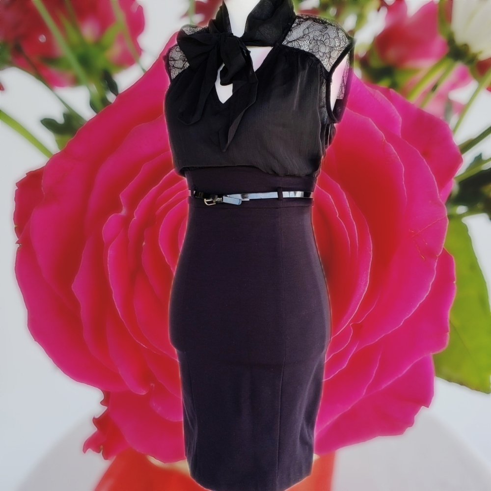 GUESS Bow Tie Neck Pencil Skirt Dress